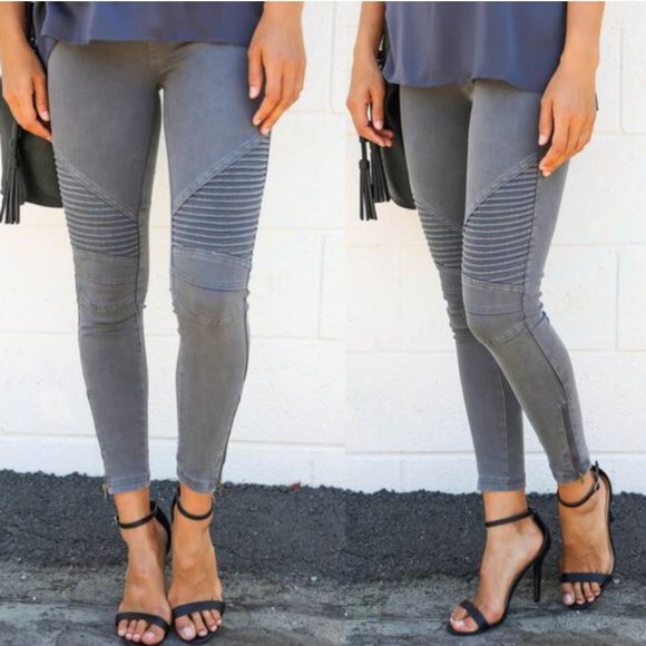 NWT Stretchy Biker Pants - Dark Grey - Picture 2 of 4